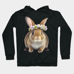 Baby Rabbit with Colorful Floral Crown Hoodie